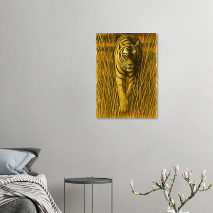 Majestic "Tiger in Tall Grass" Vintage Wildlife Art Print – Premium Quality Poster