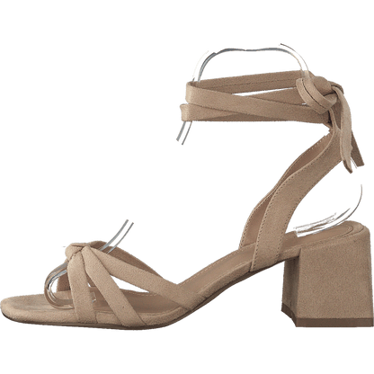 Faux Suede Ankle Strap Heels Beige