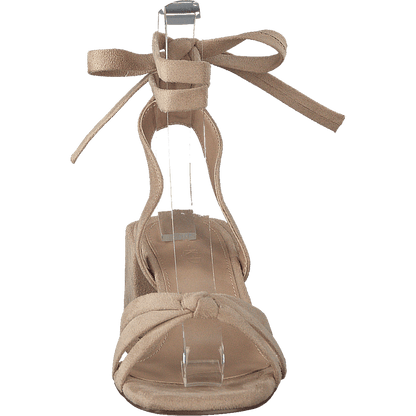 Faux Suede Ankle Strap Heels Beige