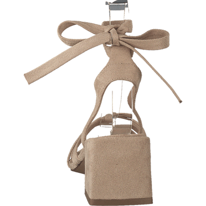Faux Suede Ankle Strap Heels Beige