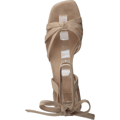 Faux Suede Ankle Strap Heels Beige