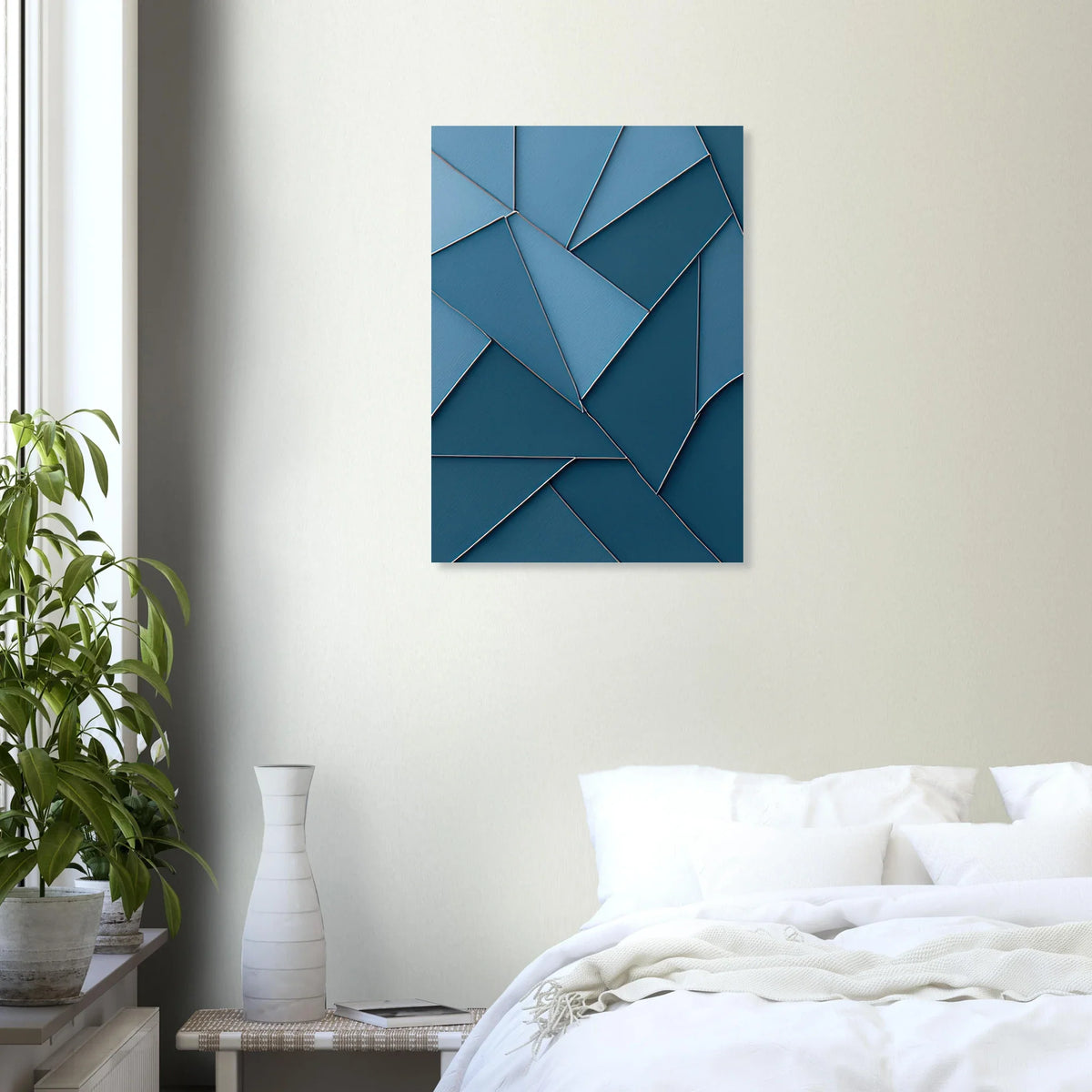 Minimalist Blue Geometric Abstract Art Print – Modern Wall Decor in Various Sizes