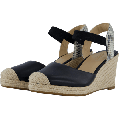 Pearle II Leather & Canvas Espadrille Black / Natural / Black