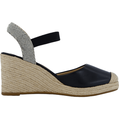 Pearle II Leather & Canvas Espadrille Black / Natural / Black