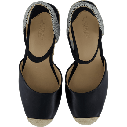 Pearle II Leather & Canvas Espadrille Black / Natural / Black