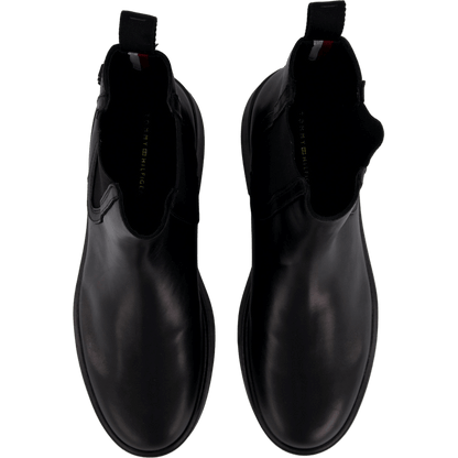 Minimal Leather Chelsea Logota Black