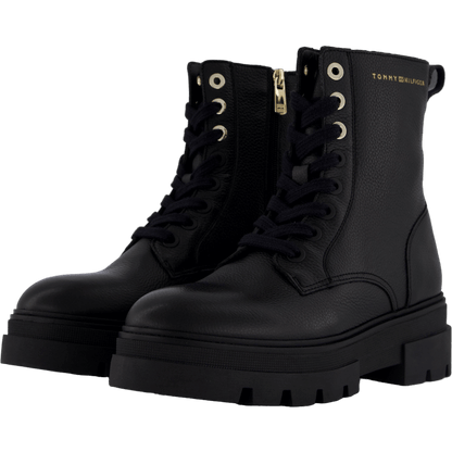 Bicolor Leather Lace-up Black