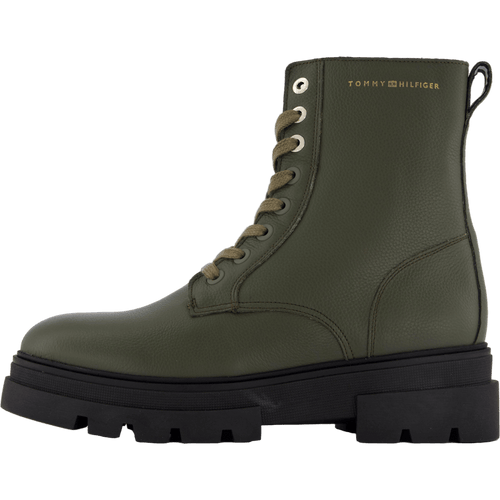 Bicolor Leather Lace-up Army Green