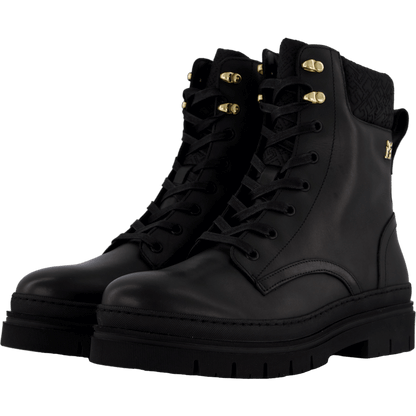 Cleated Lace-up Lthr Mix Mono  Black