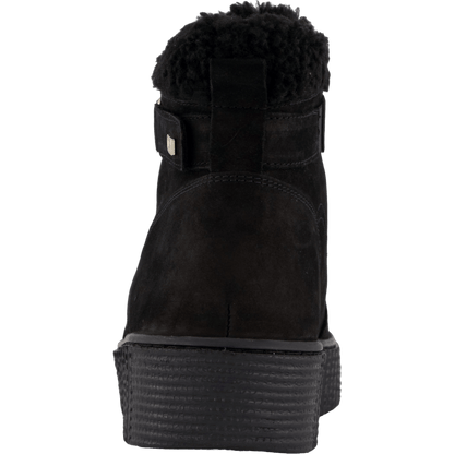 Faux Fur Nubuck Low Lace-up Black