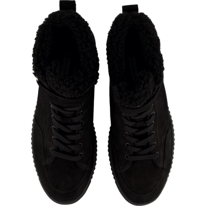 Faux Fur Nubuck Low Lace-up Black