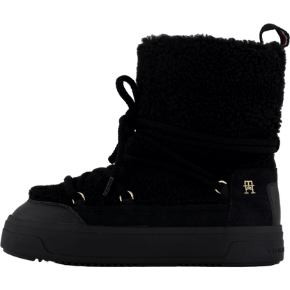 Lace-up Faux Shearling Snowboo Black