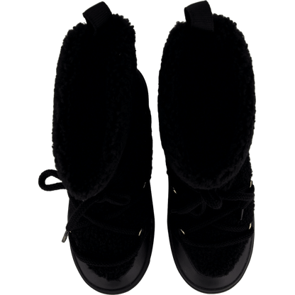 Lace-up Faux Shearling Snowboo Black