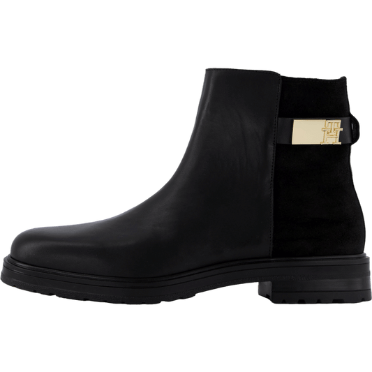 Th Logo Leather Mix Chelsea Black