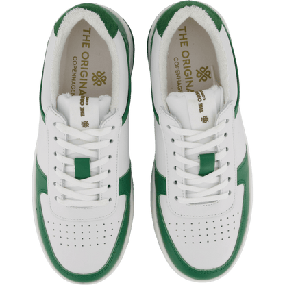 The Ella White Leather/green