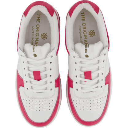 The Ella 2.0 White/fuxia Tumbled Leather