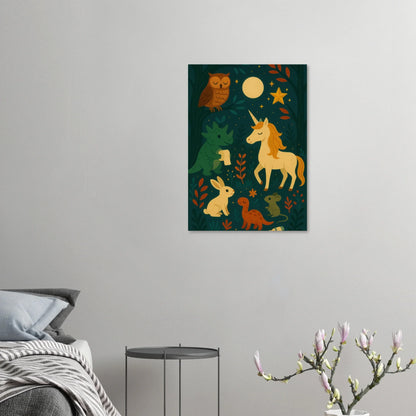 Magical Forest Friends Art Print – Whimsical Woodland Decor for Nursery & Kids' Rooms