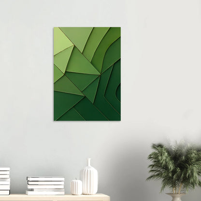Abstrakt Minimalistisk Grön Geometri Konsttryck – Väggkonst i Nyanser av Skog och Limegrön