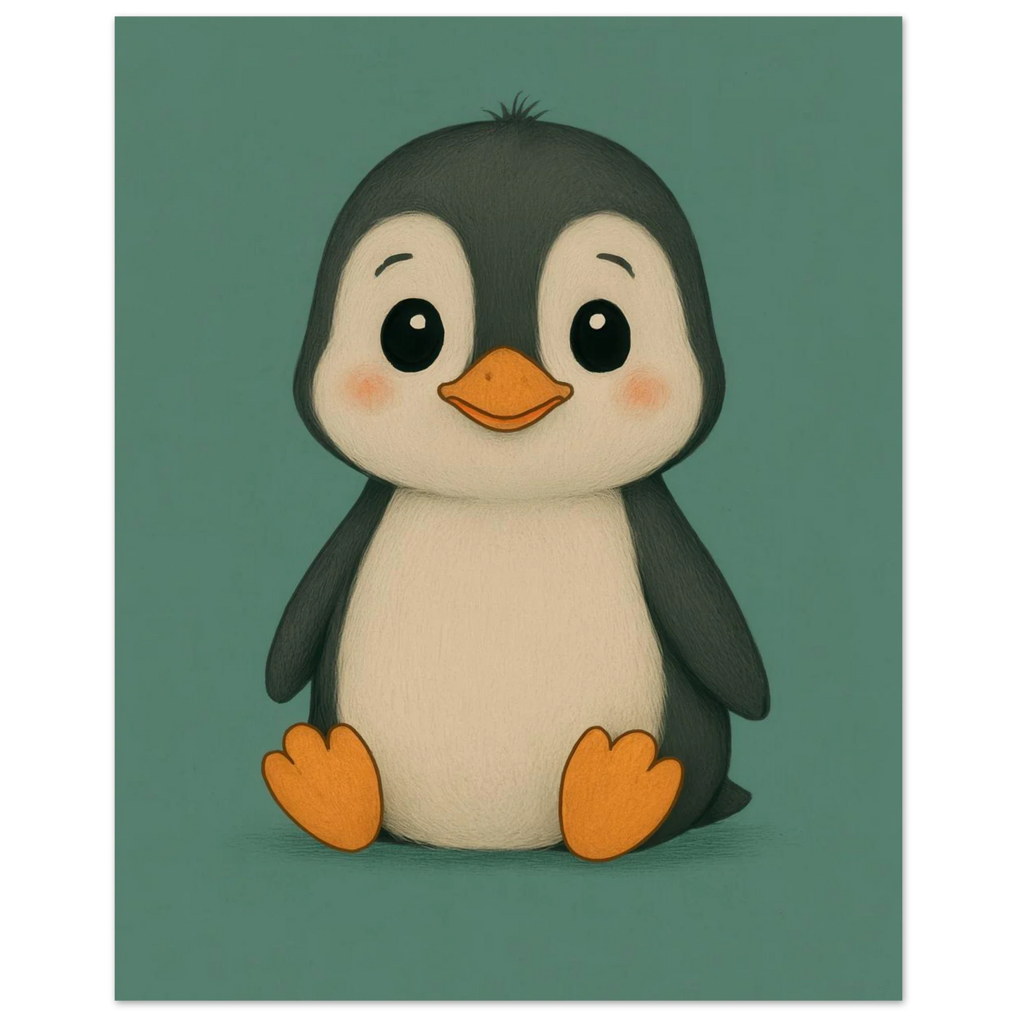 Cute Baby Penguin Art Print - Playful Nursery Decor in Various Sizes