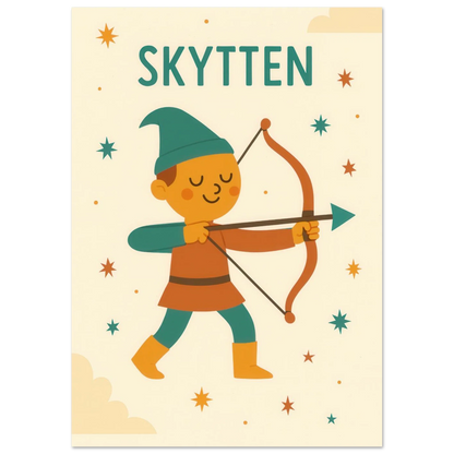 Sagittarius Archer Zodiac Art Print – Whimsical Nursery & Kids Room Decor in Various Sizes