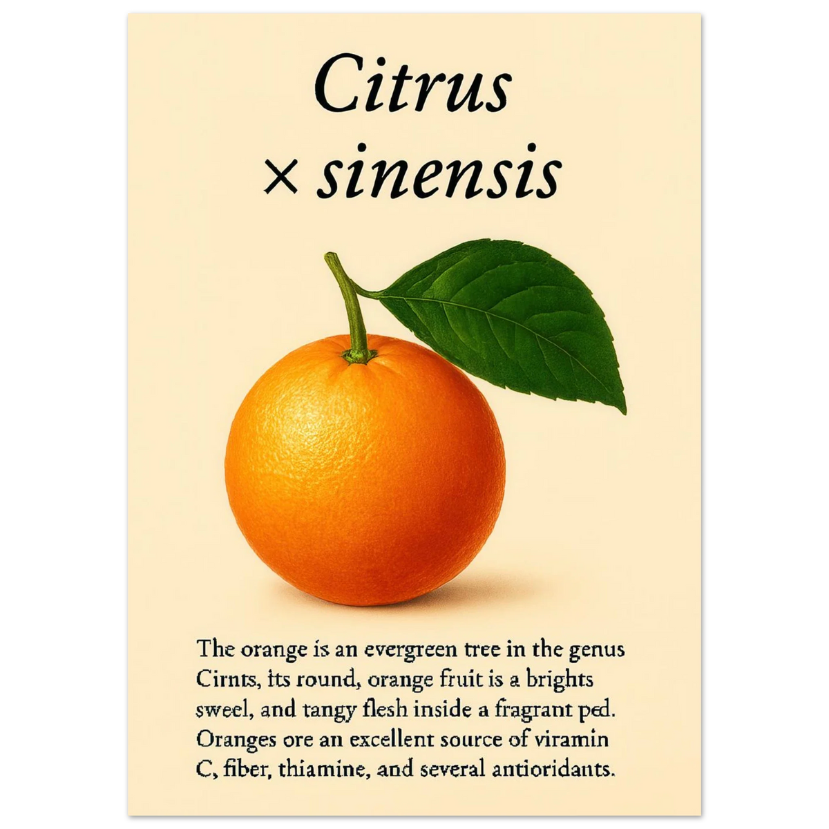 Frukter Citrus Sinensis Botanisk Poster - Vibrant Orange Art Print för ditt hem