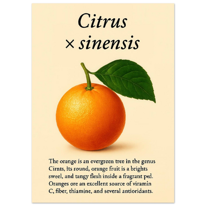Frukter Citrus Sinensis Botanisk Poster - Vibrant Orange Art Print för ditt hem