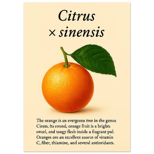Frukter Citrus Sinensis Botanisk Poster - Vibrant Orange Art Print för ditt hem