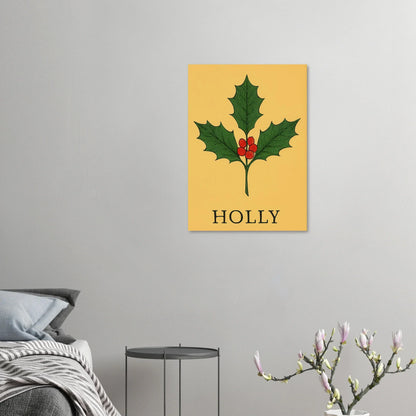 Frukter Botanisk Holly Print – Tidlös Väggkonst med Lyserande Bär & Löv i Dina Val av Storlekar