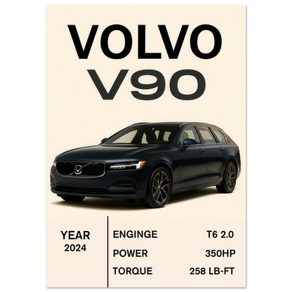 Volvo V90 2024 Art Print: Elegant Swedish Design for Your Space