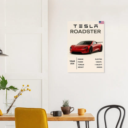Tesla Roadster 2022 Performance Poster – Dynamisk Billkonst i Flera Storlekar