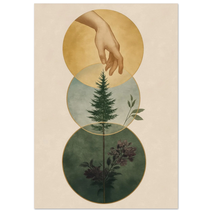 Divine Nature's Touch Art Print – Earthy & Mystical Botanical Wall Decor in Various Sizes