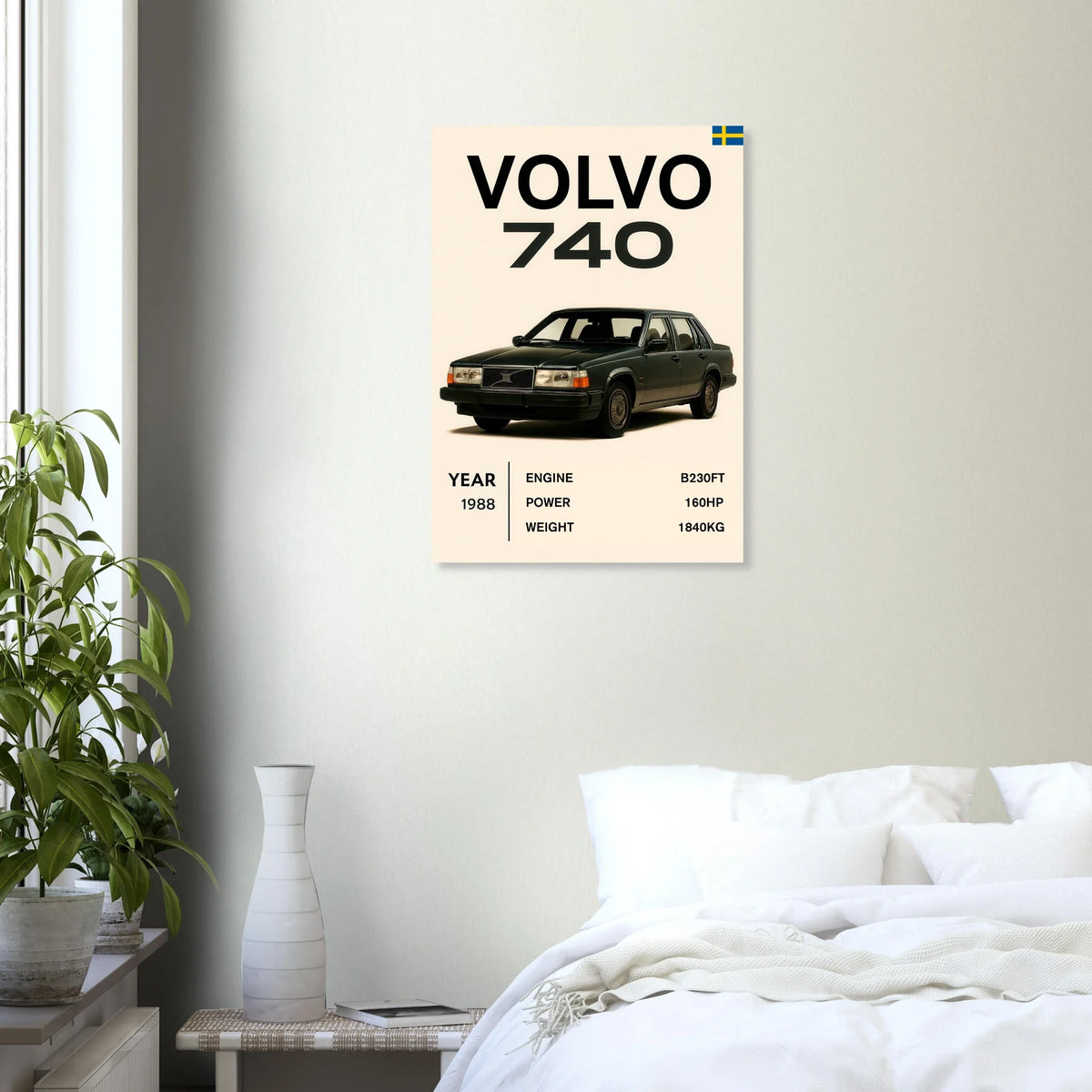 Volvo 740 Vintage Bilkonsttryck – Klassisk Skandinavisk Design Poster