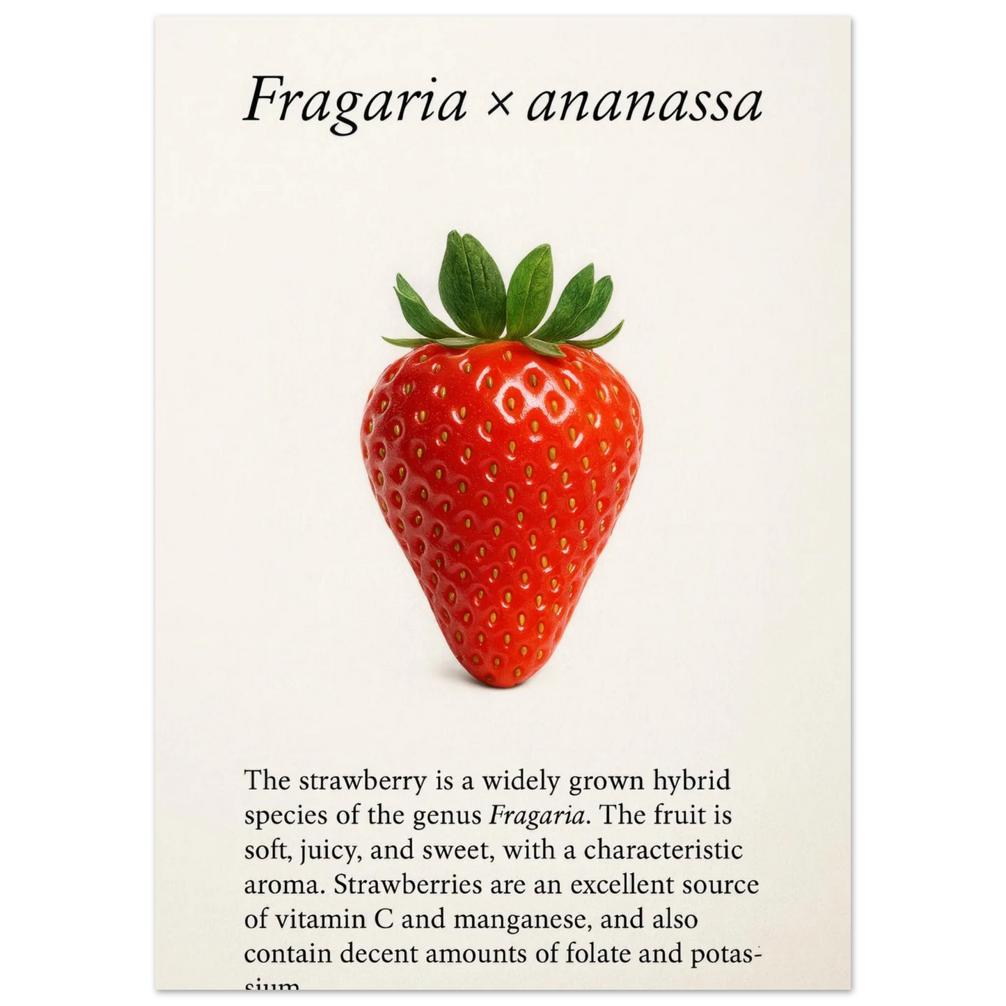 Frukter: Strawberry Botanical Print Poster – Vibrant Fruit Art for Your Home, Available in Multiple Sizes