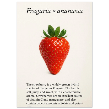 Frukter: Strawberry Botanical Print Poster – Vibrant Fruit Art for Your Home, Available in Multiple Sizes