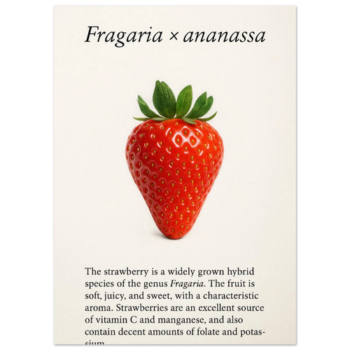Frukter: Strawberry Botanical Print Poster – Vibrant Fruit Art for Your Home, Available in Multiple Sizes