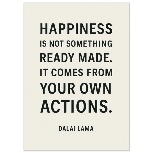Dalai Lama 'Happiness' Quote Art Poster - Minimalist Black & Cream Inspirational Print in Various Sizes