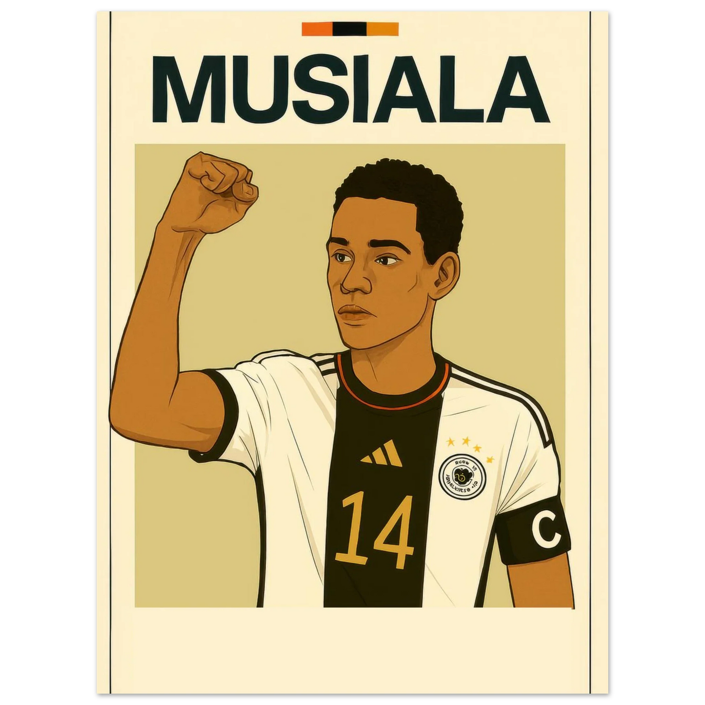Musiala Dynamic Action Poster – Bold Sports Art Print in Various Sizes