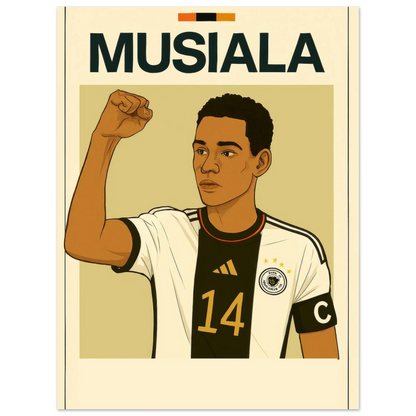 Musiala Dynamic Action Poster – Bold Sports Art Print in Various Sizes