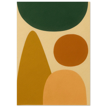 Abstrakt Minimalistisk Konsttryck: Jordnära Former i Stilren Design