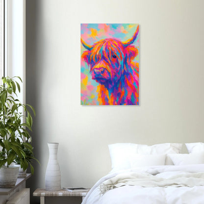 Djur: Vibrant Pop Art Highland Cow Print – Colorful Abstract Animal Wall Art for Modern Homes