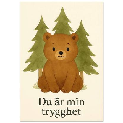 Söt Björnskog – "Du är min trygghet" Konsttryck – Charmig Barntavla i Valfri Storlek
