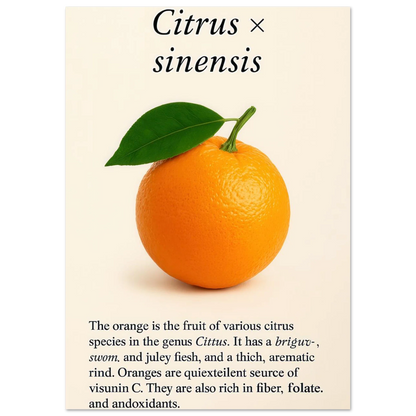 Frukter: Levande Apelsin Botanisk Konsttryck – Premium Halvblank Poster i Flera Storlekar
