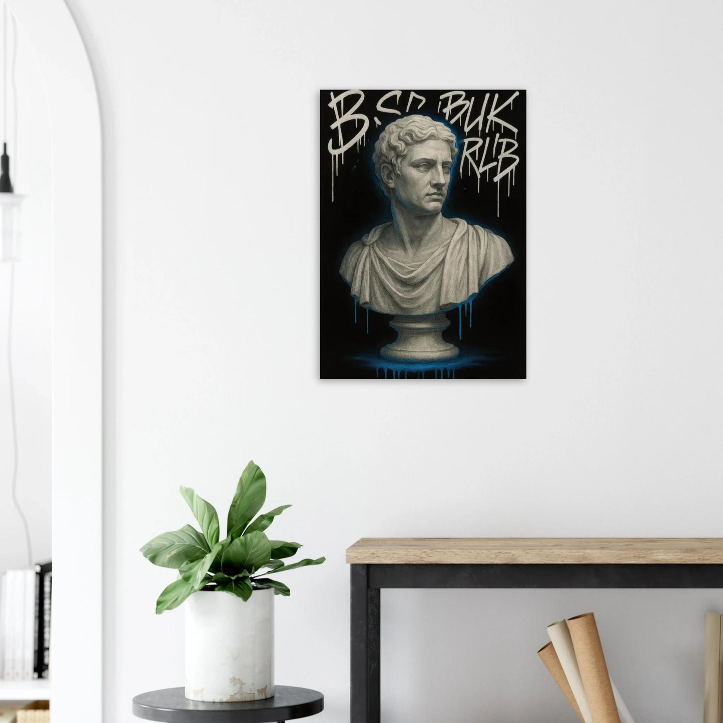 Neon Drip Roman Bust Poster – Classic Art with a Modern Edge, Available in 29 Sizes