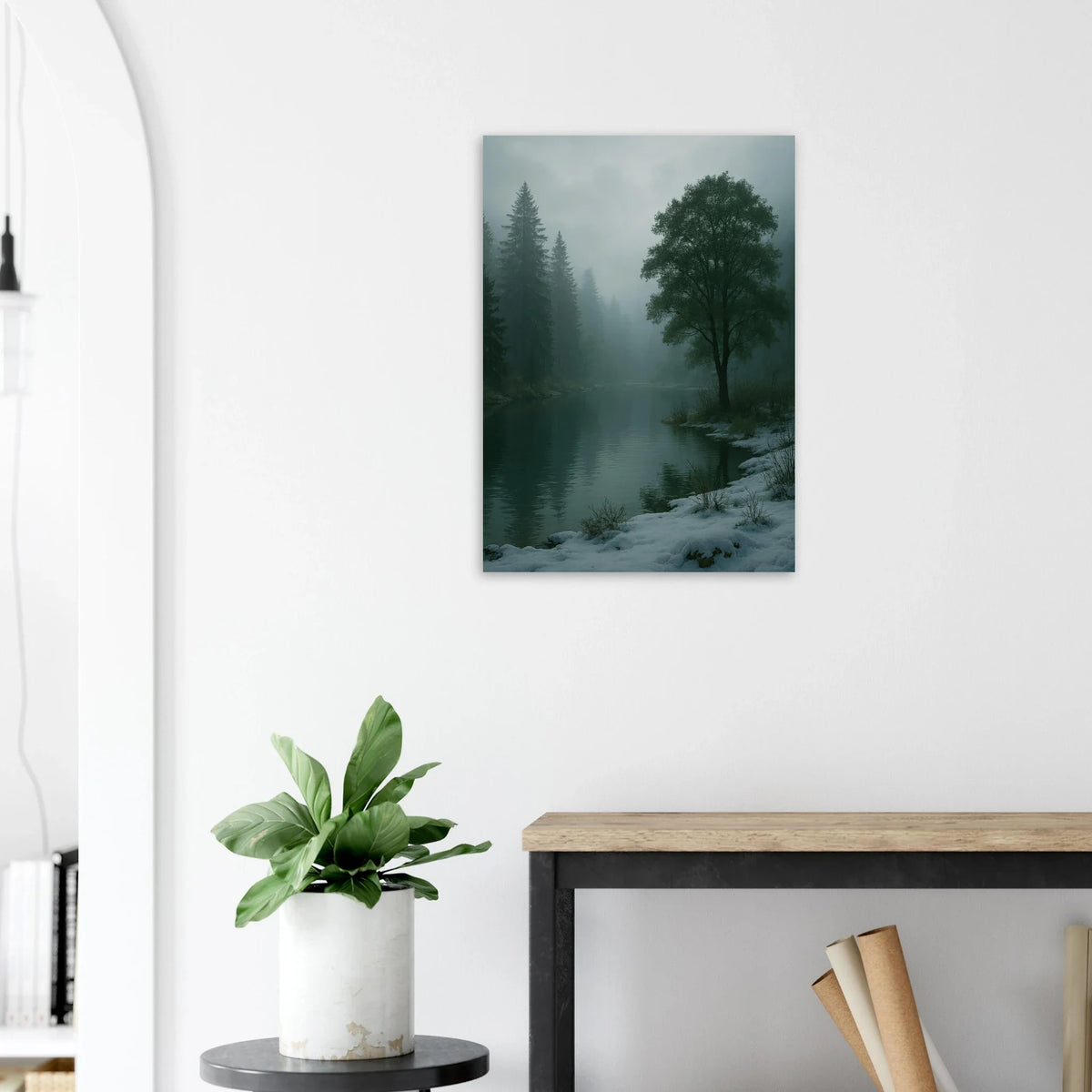Mystical Winter Lake Landscape Premium Poster