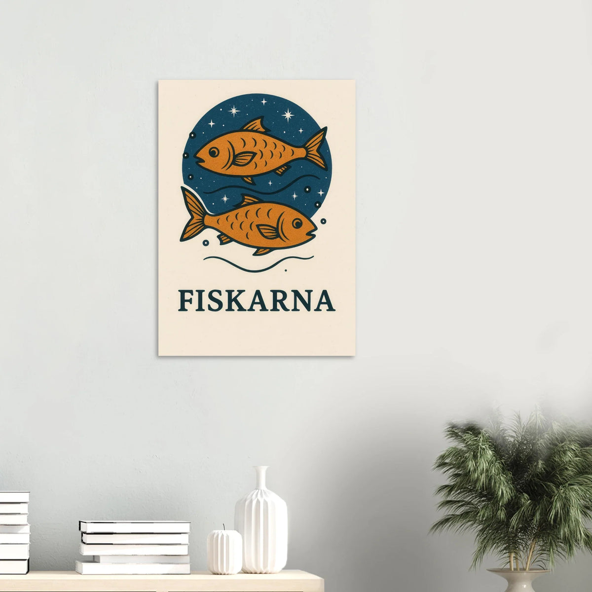 Pisces Zodiac Constellation Art Print – "Fiskarna" Mystical Fish Wall Decor in various sizes