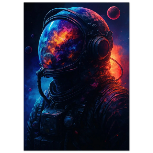 Astronaut Reflection Poster – Cosmic Art Print with Galaxy View