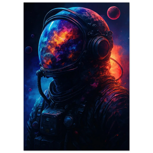 Astronaut Reflection Poster – Cosmic Art Print with Galaxy View