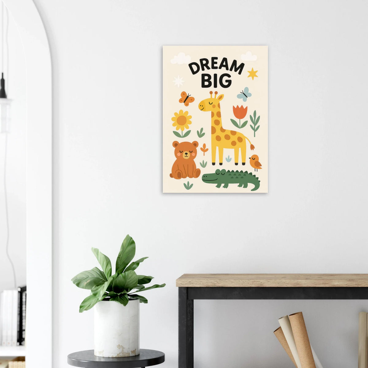Safari Friends 'Dream Big' Kids Poster - Adorable Nursery Wall Art in Multiple Sizes
