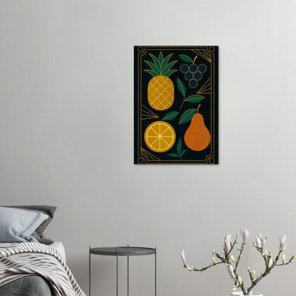 Frukter: Elegant Art Deco Frukt Poster – Lyxig Väggkonst med Gyllene Detaljer