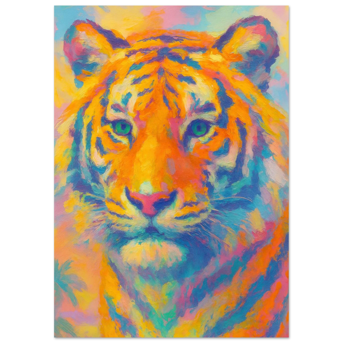 Djur: Psychedelic Tiger Canvas Print - Vibrant Abstract Wildlife Art in Multiple Sizes